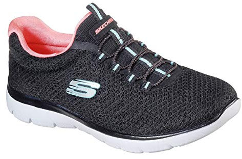 Skechers Women's Summits Top Player Sneaker, Black Pink, 9 UK