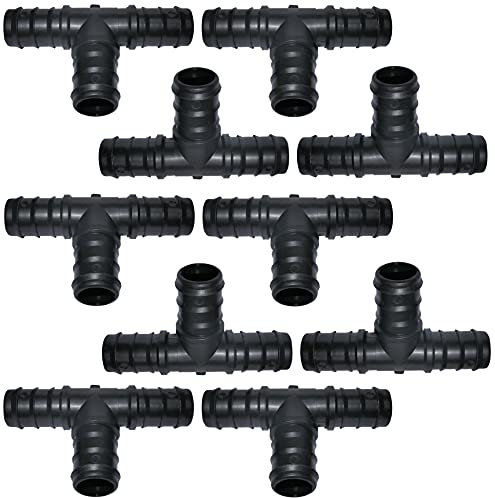 AERZETIX - C48700 - Lot de 10 Raccords/répartiteurs en ''T'' Ø25mm pour tuyau d'arrosage - jonction cannelée en ''T'' pour système d'irrigation goutte à goutte