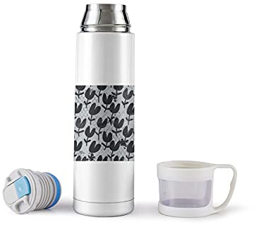 Repita el Tulipán patrón de vacío termo 500ml botella de agua de acero inoxidable aislada botella térmica con taza para bebida caliente café té