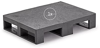 Kunststoff Halbpalette 80 x 60 im halben Europaletten-Maß | bis 2.500 kg statische Traglast | 3 Kufen | 800 x 600 mm | schwarz | ohne Holz (1, Anti-Rutsch-Oberfläche, schwarz)