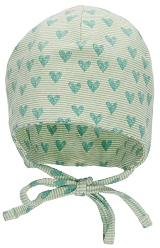 Sterntaler Mädchen Beanie Mütze - Beanie Baby, Kinderbeanie, Babymütze - aus Baumwolle mit Bindeband - grün, 45