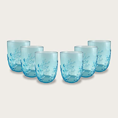 arca - Set 6 Bicchieri in Plastica Acrilica Resistente da 45 Cl - Vari Colori Disponibili (Acqua Marina)