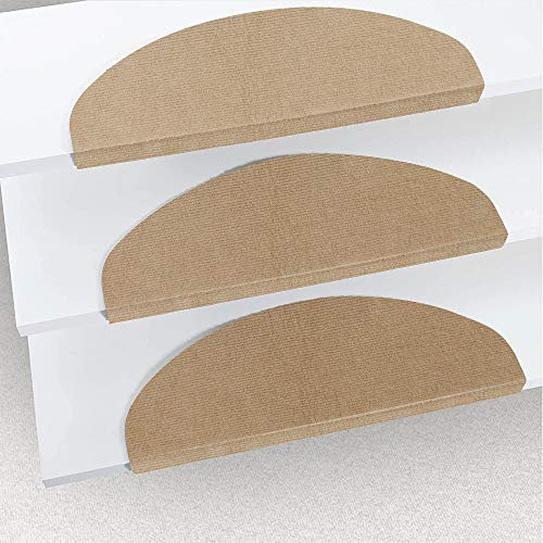 XUANYU Stufenmatte, selbstansaugend, Stufenmatte, nicht klebend, PVC, Treppenteppich aus Polyester, zuschneidbar, 65 × 21 cm, 15-teiliges Set, Beige
