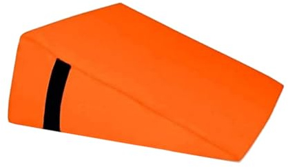 QUIRUMED Cuscino Triangolare, Misure 28 x 30 x 13 cm, Colore Arancione, Ergonomico, Similpelle, Imbottitura Flessibile, Cuscino Massaggiante, Fisioterapia, Supporto Schiena