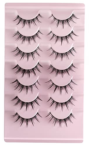 OCHILIMA Wimpern Russian Strip Lashes Natural Look Eye Lashes False Lashes Wispy D Curly Fluffy 3D Effect Cat Eye Soft Fake Eye Lashes Pack 7 Paar (TM03)