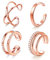 ORAZIO 4 Stück Ohrringe Manschette Silber S925 für Damen, Fake Helix Piercing Clip Ohrring Clip Ear Cuff Rosegold, Nicht stechend Verstellbare Ohrringe Set für Frauen