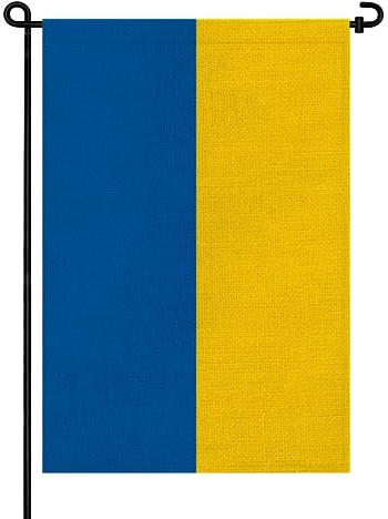 Bandiere da giardino dell'Ucraina, piccola bandiera ucraina, 30,5 x 45,7 cm, bandiera in iuta su entrambi i lati, per esterni, cortile, portico e patio (Ucraina)