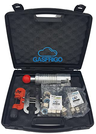GASFRIGO - Kit cartellatrice flangiatubi con dima per tubazioni CSST da 1/2 e 3/4 con raccordi