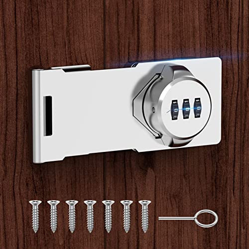 MeBantoo Household Cabinet Password Hasp Locks, Cabinet Locks with Combination, Door Security Slide Latch for Small Barn Doors, Bathroom, Outdoor, Garden (Silver - 1 Pack) | Household Door Security Slide Latch for Small Bathroom, Outdoor, shed, Bedroom, Closet, Barn Doors