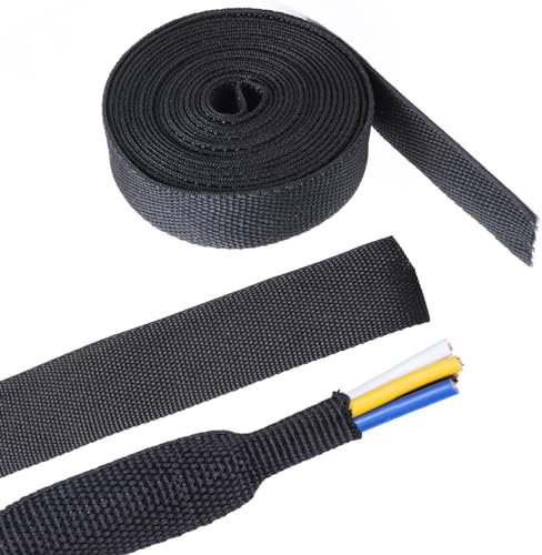 Sonoreboom Gaine tressée thermorétractable 2 en 1 - Ajustement idéal pour tuyau/câble/fil de forme irrégulière (19 mm), 4,2 m