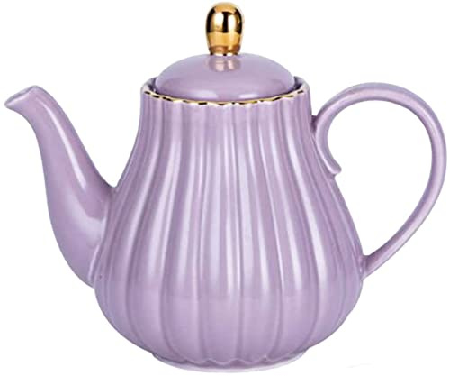 Eplze Strength Porzellan-Kaffeekanne, Keramik-Teekanne, Streifen-Design, Violett