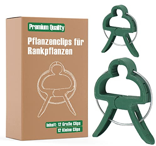 Miuezuth 24 Stück Pflanzenclips für Tomaten, Gurken, Kletterrosen und andere Rankpflanzen, Stabile Hochwertigem Pflanzenklammern, Rankhilfe für Pflanzen (12 große + 12 kleine)