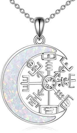 URONE Kompass Kette Damen Silber 925 Mond Anhänger Halskette Schmuck Damen Abschluss Geschenk