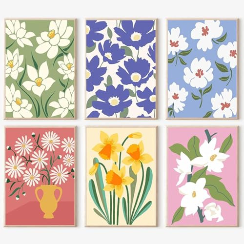 YALKIN Paint by Numbers for Adults and Kids Beginner, Painting by Number Kits On Canvas,Without Frame DIY Color Oil Painting Acrylic Paints,Home Wall Decor（6 Pack 8x12 in）