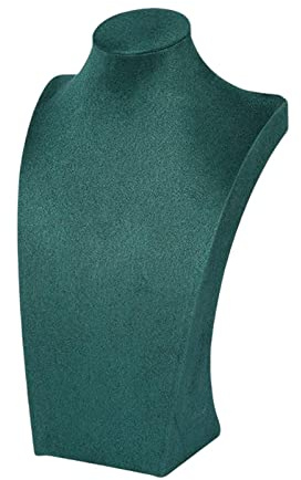 Easnea Schmuckständer aus Samt, Schmuckständer, Halskettenständer, Büstenständer, Anhänger, Kettenhalter, Aufbewahrung, Show, Boutique-Ständer, Mannequin-Büste (Dunkelgrün, 29 cm)