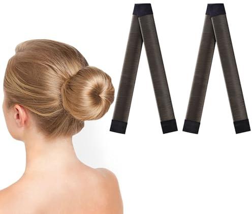 URAQT Hair Bun Shaper, 2Pcs Easy Donut Bun Maker for Hair, French Twist Fold Wrap Snap Band for Making DIY Hair Styles, Ballet Hair Deft Bun Hair Styling Accessories for Girls Women