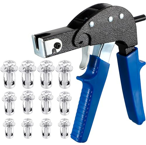 Yaocom 46 Pcs Expansion Screw Petal Nut and Metal Setting Tool 45 Petal Shape Metal Nut 1 Wall Anchor Gun for Hollow Wall Plasterboard Pressboard Hardboard Steel Zinc Plate