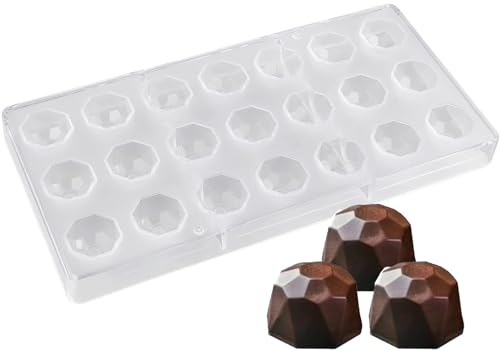 Gearmax 1 Pezzi Stampi per Cioccolato in Policarbonato,Trasparente Cioccolatini Stampo Stampo per Cioccolatini in Plastica 3D Stampo per Cioccolato a 21 Fori per Cucina Fai da Te Pasticceria Bakeware