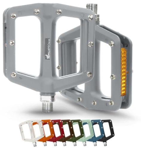IMPALAPRO - Fahrradpedale mit Reflektoren aus Nylonfaser und Versiegeltem Lager 9/16 - Flat Pedale Reflektor - Fahrradpedale Citybike - Pedale Gravel Bike (Grau)