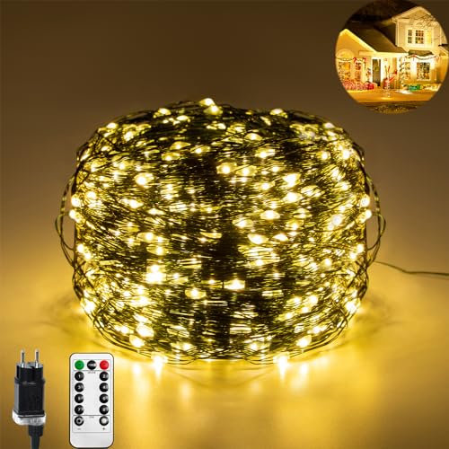 ACXIN 150M 1500 LEDs Lichterkette aus Kupferdraht mit Fernbedienung Timer, Drahtlichterkette Innen Außenlichterkette, 8 Modi IP44 Wasserdicht für Weihnachten, Zimmer, Party, Hochzeit, DIY, Warmweiß
