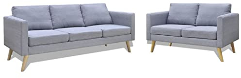Camerina Sofa Set 2-Sitzer und 3-Sitzer Stoff Hellgrau Sofa Couch Doppelsofa Relaxsofa Polstersofa Sofa Modern Loungesofa Wohnzimmersofa für Wohnzimmer Empfang Büro