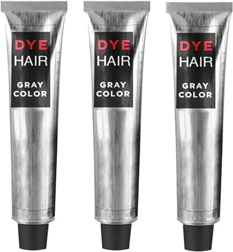 Silver Gray Hair Dye Cream, Hair Cream Fashion Permanent Hair Dye Light Gray Silver Color Cream, Metallic Silver Hair Dye Permanent Unisex for All Hair Types (3pcs)