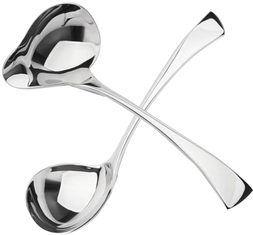 Loufy 2Pcs Small Ladle, Sauce Ladle, Sauce Ladle with Pouring Spout, Stainless Steel Mini Ladle, Dishwasher Safe Durable Easy to Use