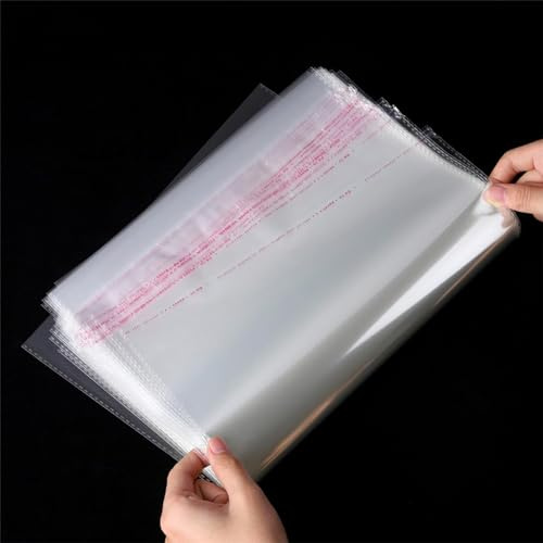 Zydiwo 400 Stück OPP Tütchen Selbstklebend Plastiktüten Cellophantüten Klein Flachbeutel Transparent Weihnachten Tüten Klar Zellophantüt (18 * 32cm)