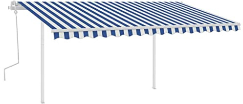 Tenda da sole da giardino con braccio snodato retrattile, 4 x 3,5 m, blu e bianco, per terrazza