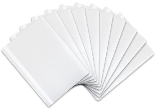 itenga 10er Pack Schnellhefter A4 Plastik stabil PP Kunststoff Sicht Hefter Mappe genarbt (weiss)