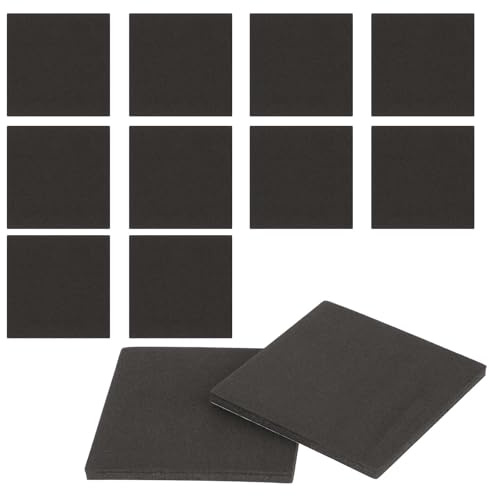12 pannelli autoadesivi in schiuma di colore nero, 100 mm x 100 mm x 3 mm, in caucciù, autoadesivi, in gomma espansa antiscivolo, con retro adesivo per mobili