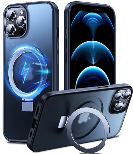 Chicfun 3-in-1 [Magnetic+KickStand+Ring Holder] Compatible with MagSafe, for iPhone 12 Pro Max Case with Stand Military Shockproof Protective Magnetic.for iPhone 12 Pro Max Case,Black