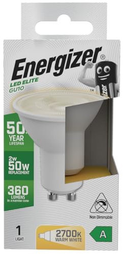 Energizer A Rated LED Elite Candle GU10 Filament 470lm 2.2W 2700K - Warm White Light Bulb