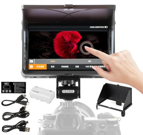 VILTROX DC-X2 Camera Field Monitor 2000Nits 6 Pulgadas DSLR CameraMonitor Touchscreen,4K HDMI 1920x1080 IPS 3D Lut Video Field Monitor con batería de 2200 mAh y Parasol 3D LUTs para Sony Canon Nikon