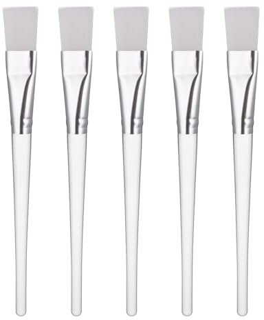 JJUNW Lot de 5 pinceaux de maquillage doux pour masque facial, applicateur, masque facial, sérum, masque de nettoyage (blanc)
