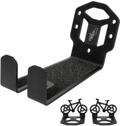 Supporto per bicicletta universale brevettato e certificato CE | Gancio per bici da muro | Supporto Bicicletta a muro | Sicuro e robusto | Salvaspazio per garage e casa | Nero o Argento (Black)