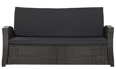 Setgarden® Bankkudde Polyrotan Trädgårdsbänk Sittkudde, Bekväma Sittkuddar för Trädgårdsbänkar – Perfekta Kuddar för Din Trädgårdssoffa eller Din Gungbänk (Svart, 160x60x50 cm)
