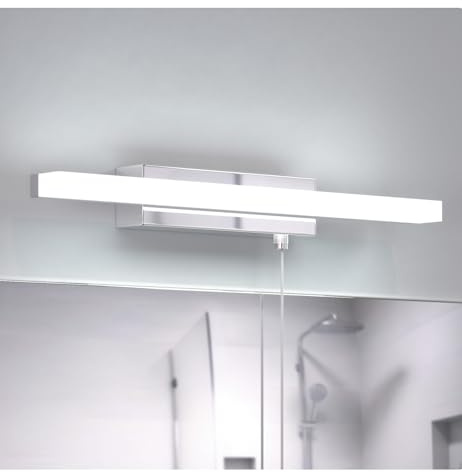 Lamptobe 9W LED Bathroom Mirror Light with Pull Cord Switch 230V Cold White 6000K Bathroom Lamp IP44 Waterproof, 850lm Bright Wall Light Over Mirror Lamp for Shaving and Makeup
