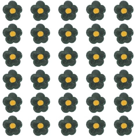 PATIKIL 30 Pcs Flower Iron on Patches, Embroidered Sew on Applique Repair Patch for Backpacks Clothing Shoes Hats DIY, Dark Green