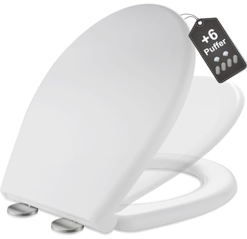 MEEJEE Abattant WC avec Frein de Chute Oval, Lunette WC Clipsable Blanche, Couvercle Toilettes WC Soft Close, Siège Toilette Ergonomique, Abattant Toilette Pour Salle de Bain, Gästebad, Appartement