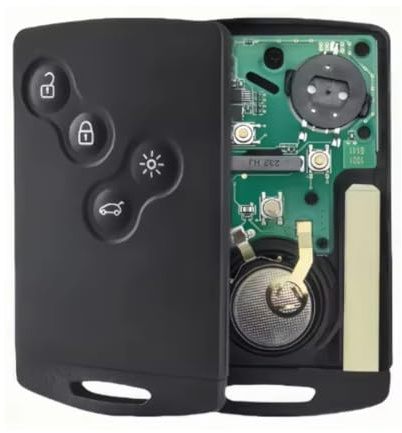 Chiave per scheda compatibile Renault Clio 4™ (2012-2020) e Captur™ (2013-2020) - 4 pulsanti, transponder ID49/ID4A, batteria CR2032, lama VA2/VA6