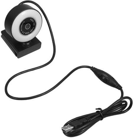 Angoily Webcam HD avec Microphone Niveaux Lumière Anneau pour Visioconférence Streaming Et Jeux sur Ordinateur