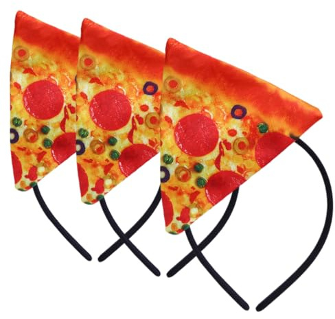 FRCOLOR 3-pack Halloween Pizzahuvudband: Kreativ och Rolig Design Huvudband - Mat-tema Lättvikts Huvudbonad för Kostymfester och Familjesammankomster