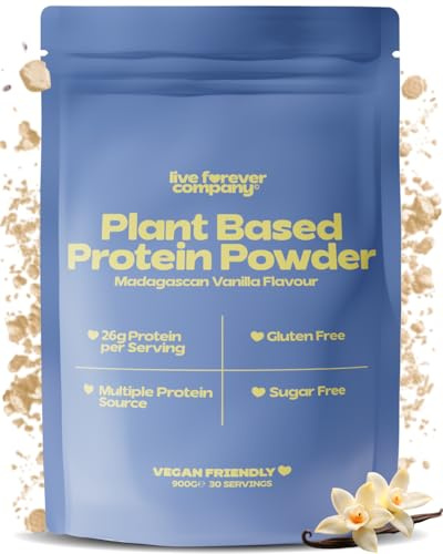 Vegan Protein Powder - 30 Servings - High Protein (26g) Low Calorie (110kcal) - Pea, Rice & Soy Plant Based Protein Powder Vegan Blend - Dairy Free, Gluten Free, Sugar Free - Vanilla, 900g