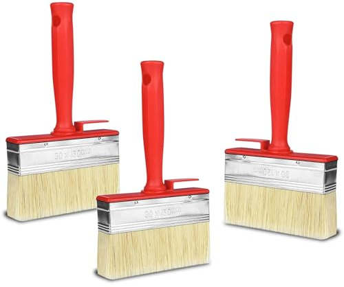 3 Stück Breiter Malerpinsel, Flächenstreicher Set, Lasurpinsel Flachpinsel, für LöSemittelhaltige Lacke, Lasuren, Holzöl -120 x 30 mm