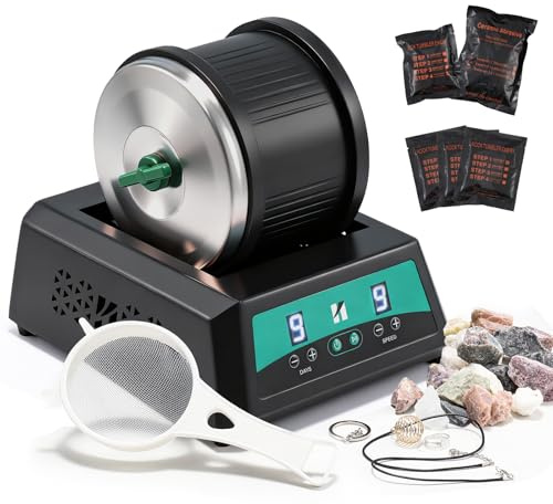 Huanyu Kit lucidatrice per pietre, max 1,8 kg, 9 velocità, timer 9 giorni | completo di accessori, per adulti e collezionista appassionati di pietre preziose