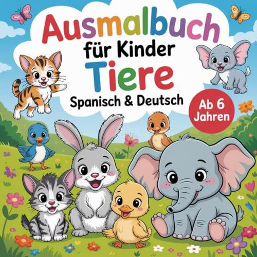 Ausmalbuch für Kinder Tiere Spanisch-Deutsch