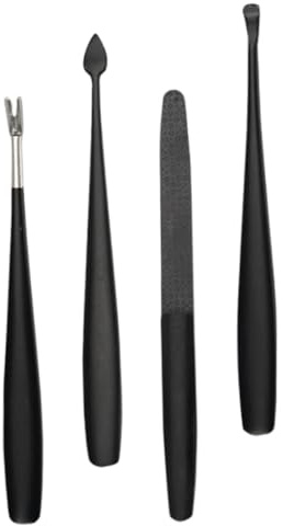 OUNONA Kit di Strumenti Manicure in Acciaio Inossidabile Nero, Tagliacuticole Multifunzionale e Lima per Unghie Compatto e Leggero per Uso Domestico e Professionale