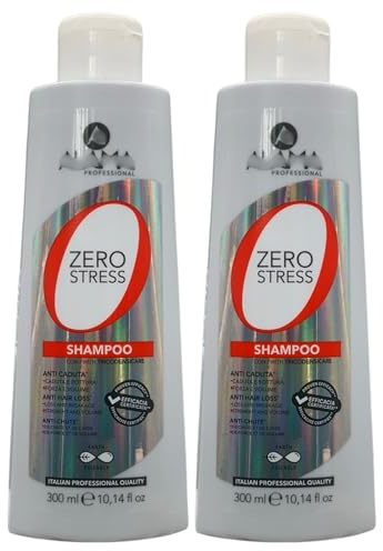 Shampoo Anti-Caduta ZERO STRESS, Arricchito Con Tricodensicare, Estratto Di Rosmarino e Proteine Del Grano 300ml (2 Flaconi)