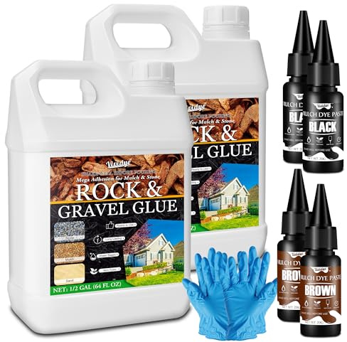 Vividye Aglutinante de Grava, 4L Adhesivo Piedras de 3 Colores (Transparente, Negro, Marrón) - Uerte Estabilizador de Grava para Fijar Grava, Mantillo de Caucho, Corteza y Hojas, No Tóxico y Duradero
